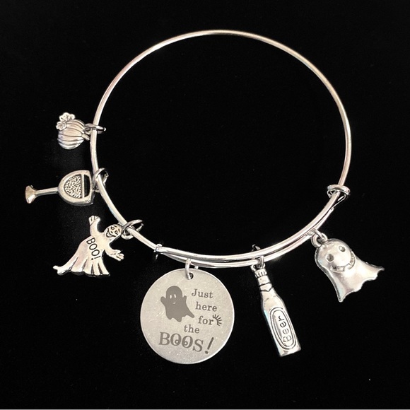 Halloween Bracelet Just Here For The Boos Ghost Charms May Be Personalized - Picture 4 of 8
